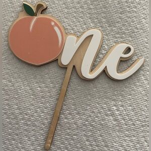 EUC Peach & White Cake Topper “only” W/wooden tip for First Birthday Smash Cake